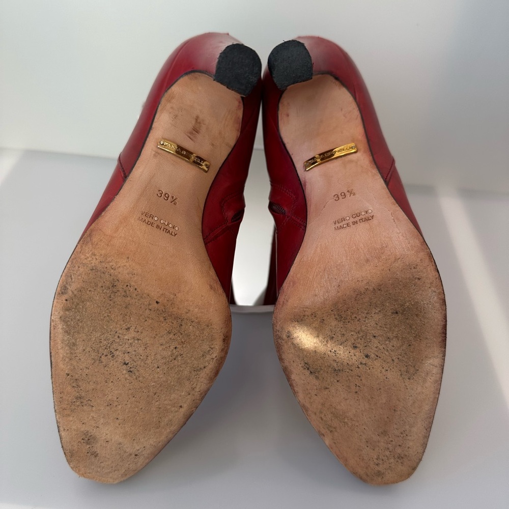 TANIA SPINELLI Red Leather Ankle Boots - Picture 6 of 9
